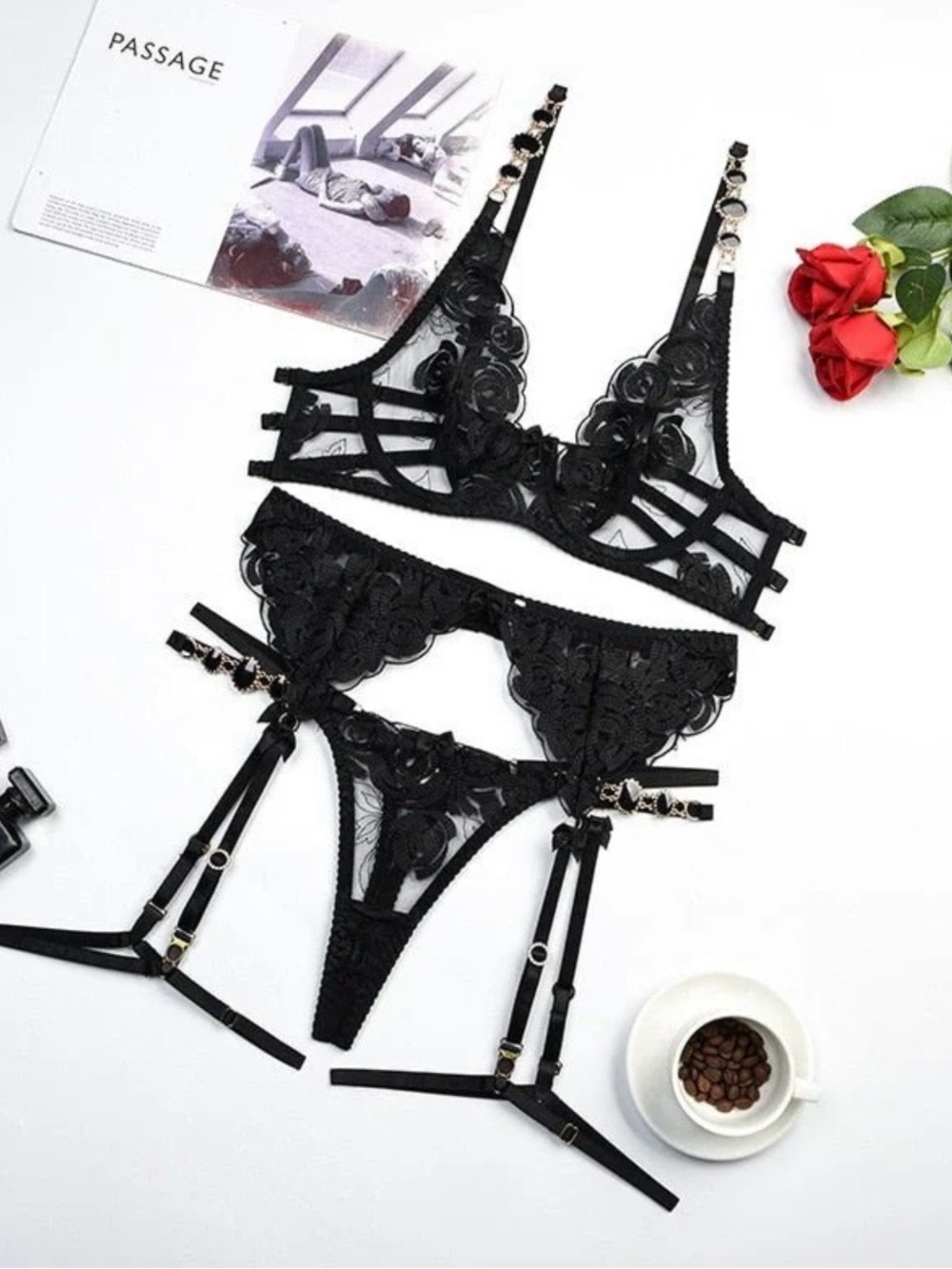 Elegant Black Lace Lingerie Set